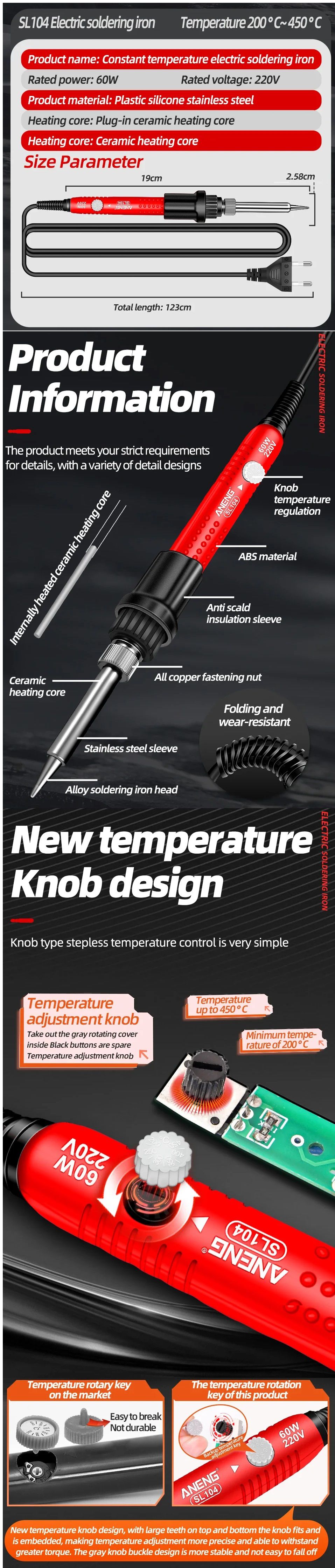 soldador temperatura ajustable 220V-60w